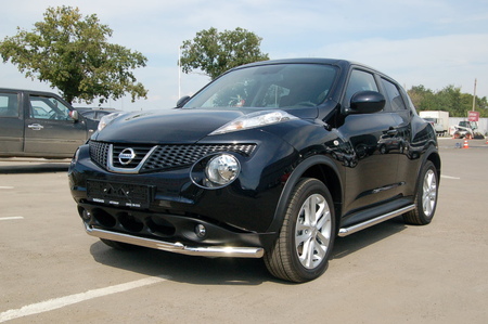 Защита переднего бампера d57+d42 двойная Nissan Juke 2WD (2011-2020) NJ2WD-003