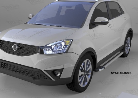Пороги алюминиевые (Brillant) серебро SsangYong New Actyon (2011-2018) SYAC.48.0206