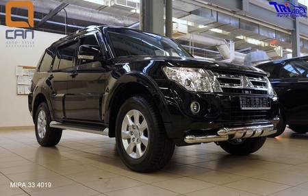 Защита переднего бампера - двойная с коробочками MITSUBISHI Pajero 4 (2011-2014) MIPA.33.4019