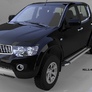 Пороги алюминиевые Brillant Silver для Mitsubishi L200 (2007-2021)