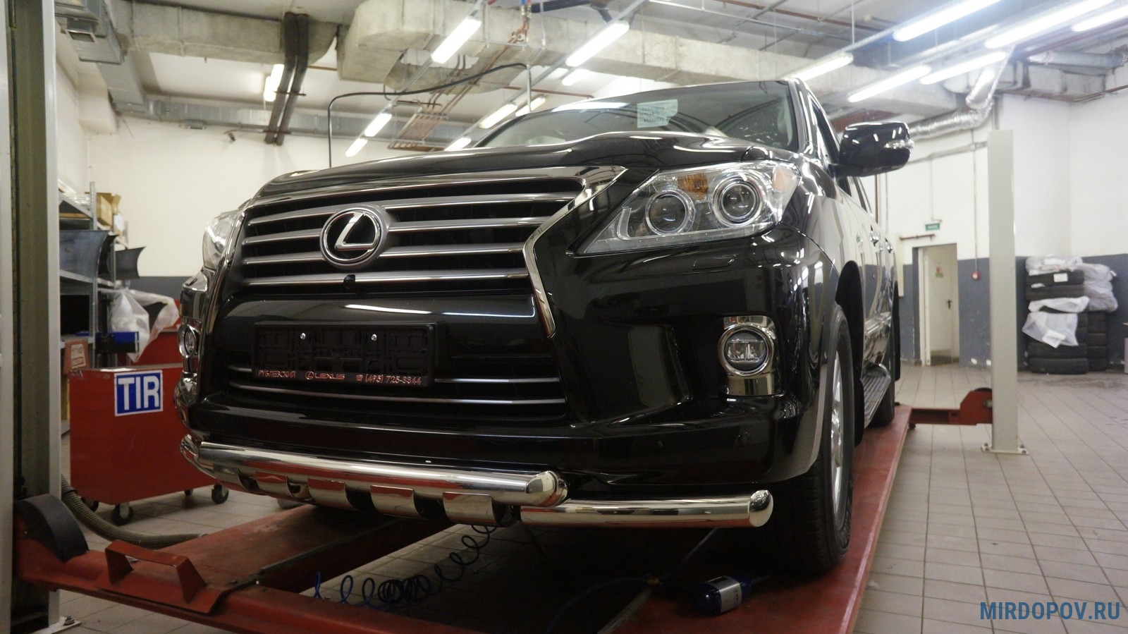 Защита переднего бампера - труба двойная Shark Lexus LX 570 № LE57.33.1578  - купить по лучшей цене на mirdopov.ru