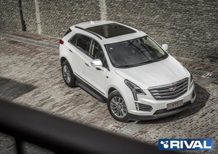 Пороги алюминиевые Black Cadillac XT5 (2016-2020) F193ALB.0801.1