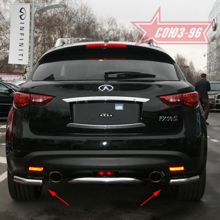 Защита заднего бампера d60 уголки Infiniti FX (2009-2014) INFX.76.0754