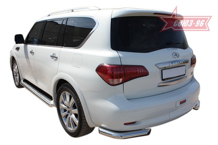 Защита заднего бампера уголки d76 одинарные Infiniti QX56 (2010-2014) INQX.76.1279