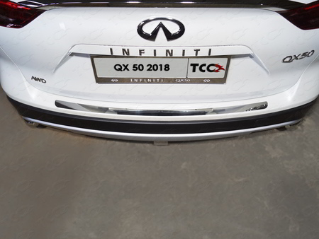 Накладка на задний бампер (лист зеркальный) Infiniti QX50 (2018-2024) INFQX5018-06