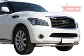 Защита переднего бампера d76 одинарная Infiniti QX56 (2010-2014)