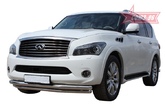 Защита переднего бампера d76/60 двойная Infiniti QX56 (2010-2014)