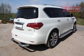 Защита заднего бампера d76 с проступью Infiniti QX56 (2010-2014)