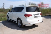 Защита заднего бампера уголки d60 одинарные Infiniti QX56 (2010-2014)