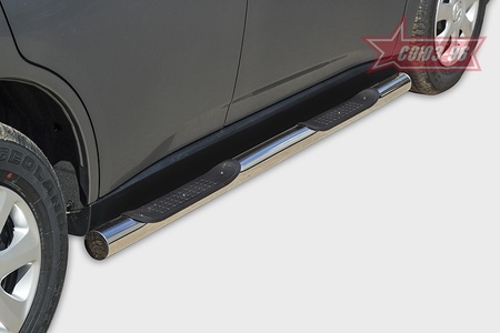 Пороги с проступями d76 Mitsubishi Outlander (2012-2014) MIOU.81.1561