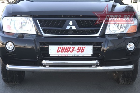 Защита переднего бампера двойная d76/60 Mitsubishi Pajero III (2000-2006) MIPJ.48.0235