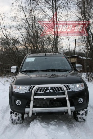 Защита передняя мини d60 высокая с 2-мя перемычками d42 Mitsubishi Pajero Sport (2008-2014) MIPS.55.0773