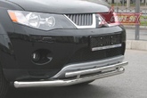 Защита переднего бампера d60/42 двойная Mitsubishi Outlander XL (2007-2010)