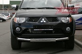 Защита переднего бампера d76 c накладкой Mitsubishi L200 (2007-2014)