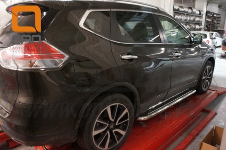 Пороги алюминиевые нержавеющая труба с листом  Nissan X-Trail (2015-2018) NIXT.45.2162