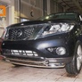 Защита переднего бампера - труба двойная Nissan Pathfinder (2014-2017)