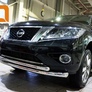 Защита переднего бампера - труба двойная Nissan Pathfinder (2014-2017)