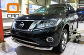 Защита переднего бампера - труба одинарная Nissan Pathfinder (2014-2017)