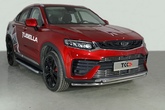 Защита переднего бампера двойная 42,4/42,4 мм ТСС для Geely Tugella (2020-2024)