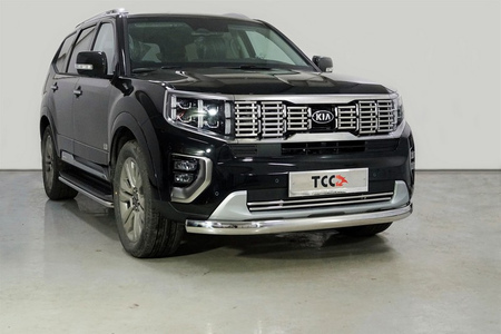 Защита переднего бампера нижняя овальная 75х42 мм для Kia Mohave (2020-2025) KIAMOH20-15