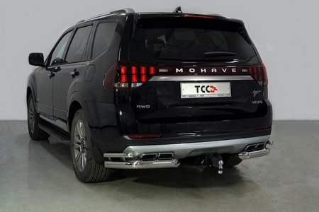 Защита заднего бампера уголки двойные 76,1/42,4 мм для Kia Mohave (2020-2025) KIAMOH20-20