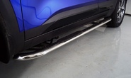 Пороги овальные гнутые с накладкой 75х42 мм для Kia Seltos (2020-2024)
