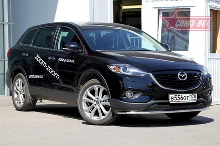 Защита переднего бампера труба d42 длинная Mazda CX-9 (2012-2019) MCX9.48.1757