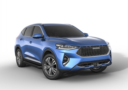 Пороги алюминиевые Black Haval F7 (2019-2021) F180ALB.9403.1