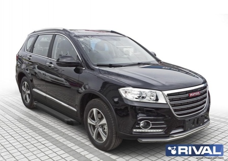 Пороги алюминиевые Black Haval H6 (2014-2020) F173ALB.9402.1