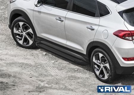 Пороги алюминиевые Black Hyundai Tucson (2015-2021) F173ALB.2309.1