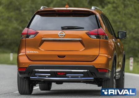 Защита заднего бампера d57+d42 Nissan X-Trail (2018-2023) R.4125.005