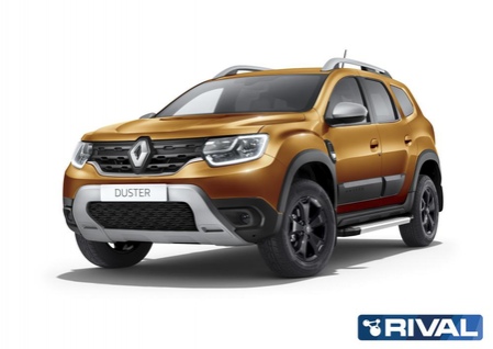 Пороги алюминиевые Silver для Renault Duster (2021-2024) F173AL.4701.3