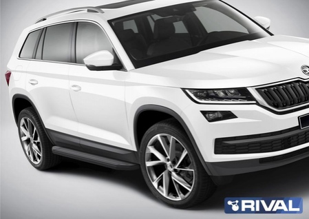 Пороги алюминиевые Black Premium Skoda Kodiaq (2017-2021) A180ALB.5102.2