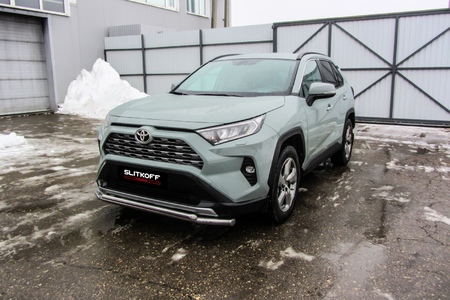 Защита переднего бампера двойная d57+d42 Toyota RAV4 (2019-2024) TR419-001