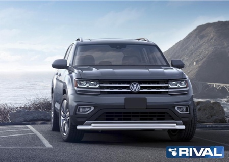 Защита переднего бампера двойная d57+d42 Volkswagen Teramont (2018-2023) R.5805.001