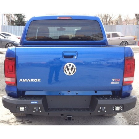 Бампер силовой задний Volkswagen Amarok (черный, с ПТФ) (2010-2023) D.5801.1