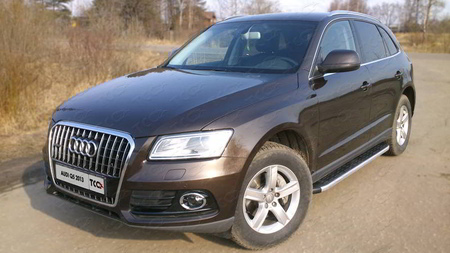 Пороги алюминиевые с пластиковой накладкой Audi Q5 (2012-2019) AUDIQ513-01AL