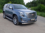 Защита передняя (овальная) 75х42 мм Cadillac Escalade (2015-2021)