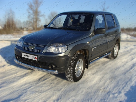 Защита передняя (овальная) 75х42 мм Chevrolet Niva (2012-2019) CHEVNIV12-01