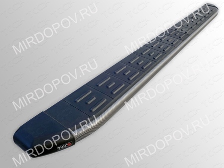 Пороги алюминиевые с пластиковой накладкой KARBON серые  Hyundai Grand Santa Fe (2014-2019) HYUNSFGR14-16GR
