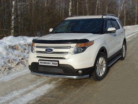 Защита передняя (овальная длинная) 75х42 мм Ford Explorer(2012-2019) FOREXPL12-02