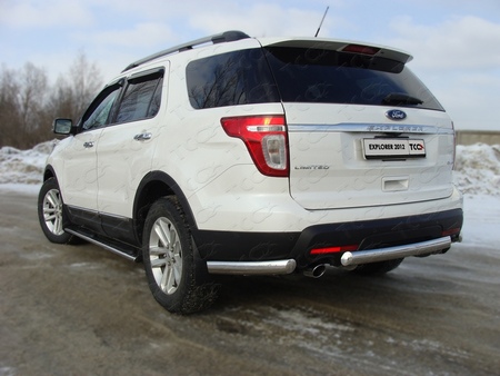 Защита заднего бампера (центральная короткая) 75х42 мм Ford Explorer (2012-2019) FOREXPL12-11