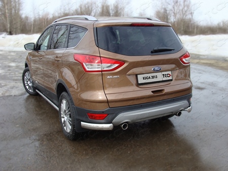 Защита задняя (уголки овальные) 75х42 мм Ford Kuga (2013-2019) FORKUG13-11