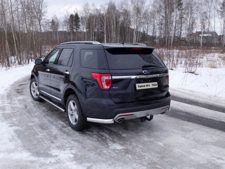 Защита заднего бампера (уголки овальные) 75х42 мм Ford Explorer (2016-2019) FOREXPL16-20