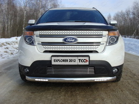Защита передняя короткая (овальная с ходовыми огнями) 75х42 мм Ford Explorer (2012-2019) FOREXPL12-20