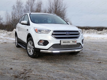 Защита передняя нижняя (овальная с ДХО) 75х42 мм Ford Kuga (2016-2019) FORKUG17-20
