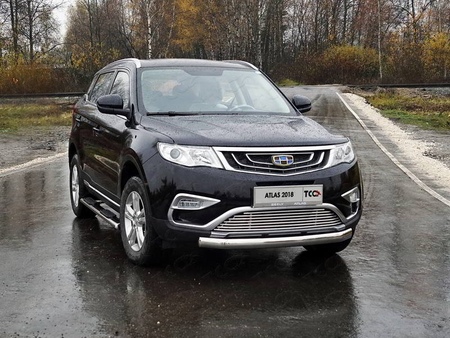 Защита передняя нижняя овальная 75х42 мм Geely Atlas (2018-2021) GEELEATL18-20