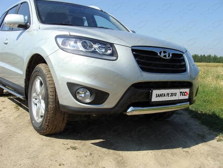 Защита передняя нижняя (овальная) 75х42 мм Hyundai Santa Fe (2010-2012) HYUNSF11-02