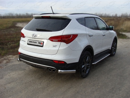 Защита заднего бампера (уголки) 75х42 мм Hyundai Santa Fe (2012-2015) HYUNSF12-11