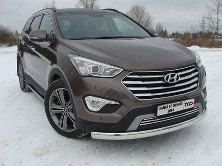 Защита передняя нижняя (овальная) 75х42 мм Hyundai Grand Santa Fe (2014-2016) HYUNSFGR14-01